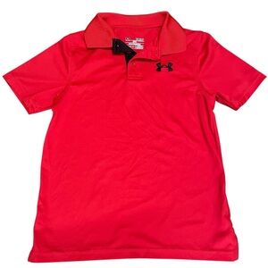 Youth Boys Under Armour HeatGear Red Performance Short Sleeve Polo Shirt Size YS